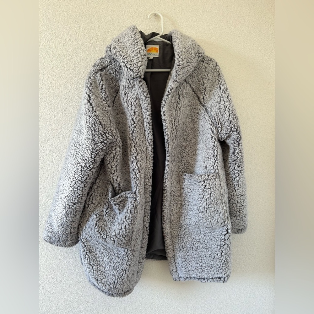 C&C California Women’s Teddy Jacket Medium Gray Cozy Warm Winter